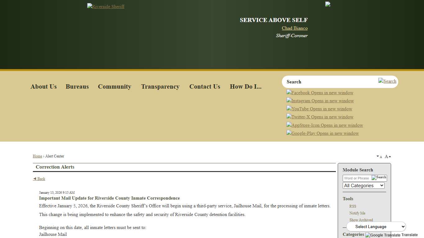Alert Center • Riverside County Sheriff, CA • CivicEngage